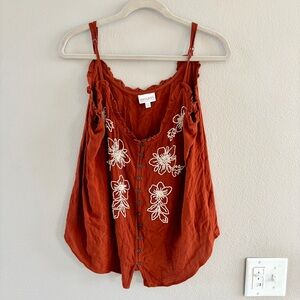 Shyanne Rust Blouse with White Floral Embroidery Medium